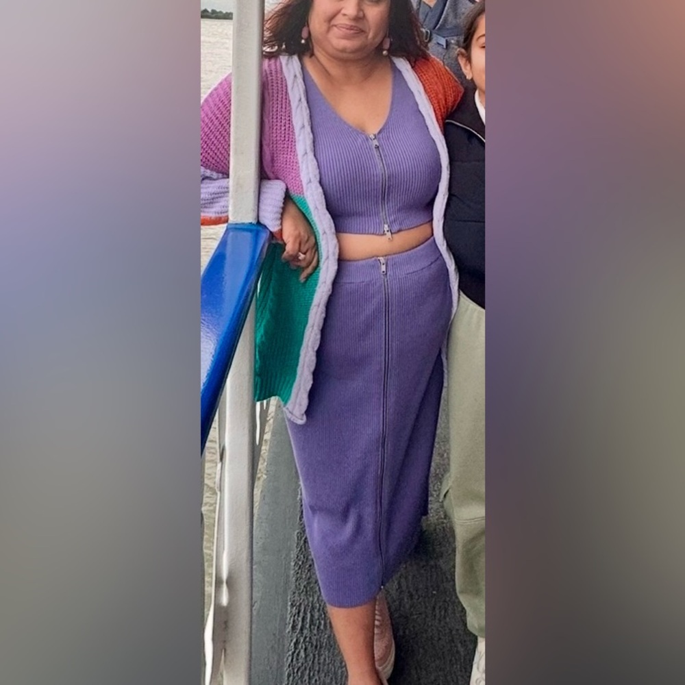 Crop top and skirt set PURPLE🫶🏽
